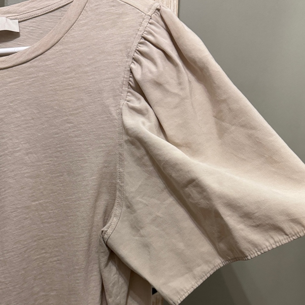 LOFT Women's Puff Sleeve Tee in Light Beige L cotton - Picture 7 of 9